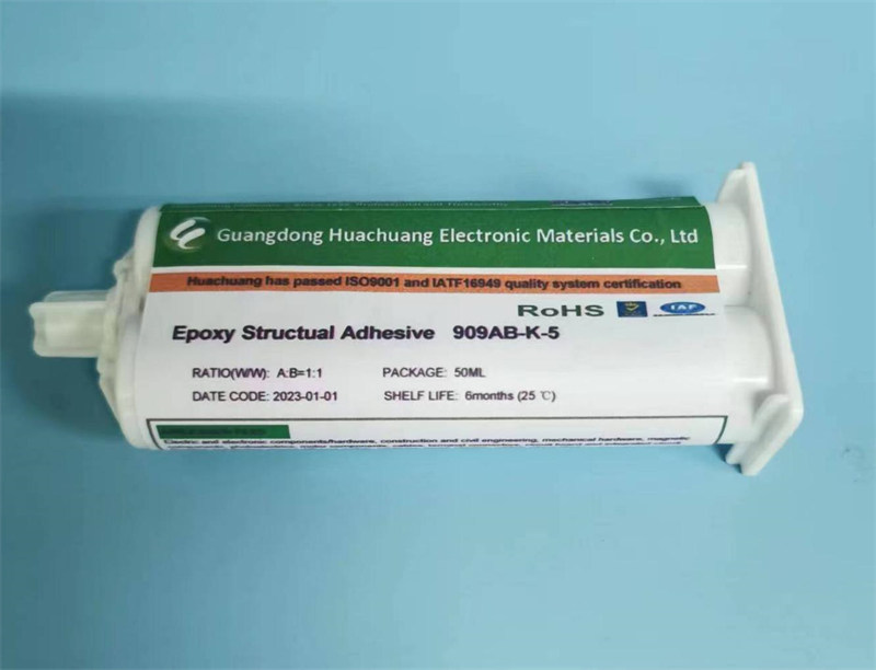 What are the characteristics of epoxy structural adhesive cured in 5 minutes?